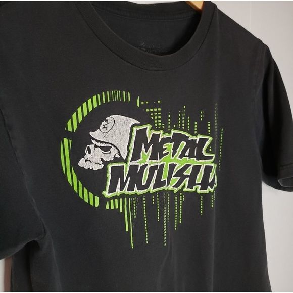 METAL Mulisha Black Neon Green Short Sleeve T-Shirt Medium - Picture 2 of 3